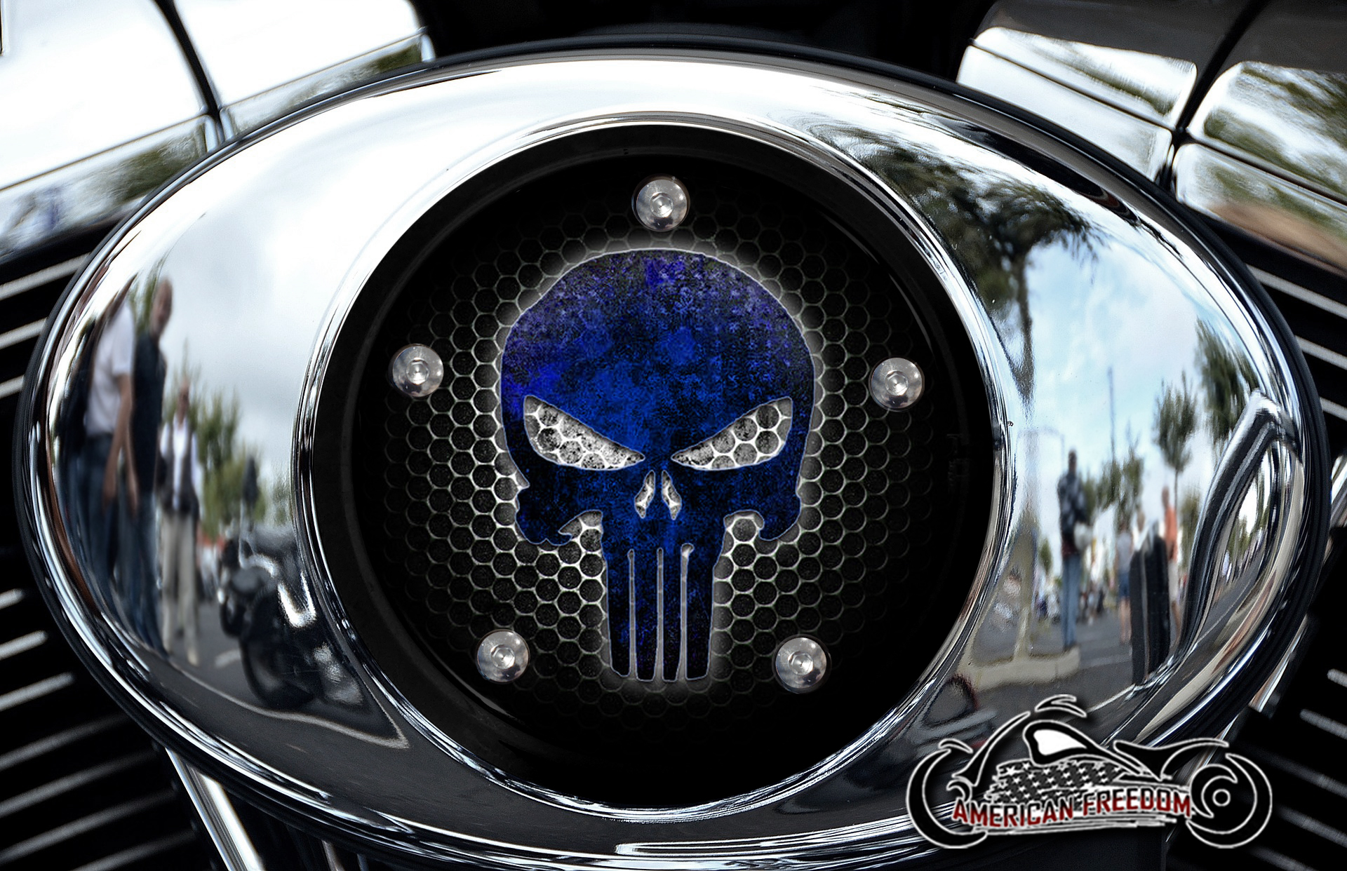 Custom Air Cleaner Cover - Blue Rusted Punisher
